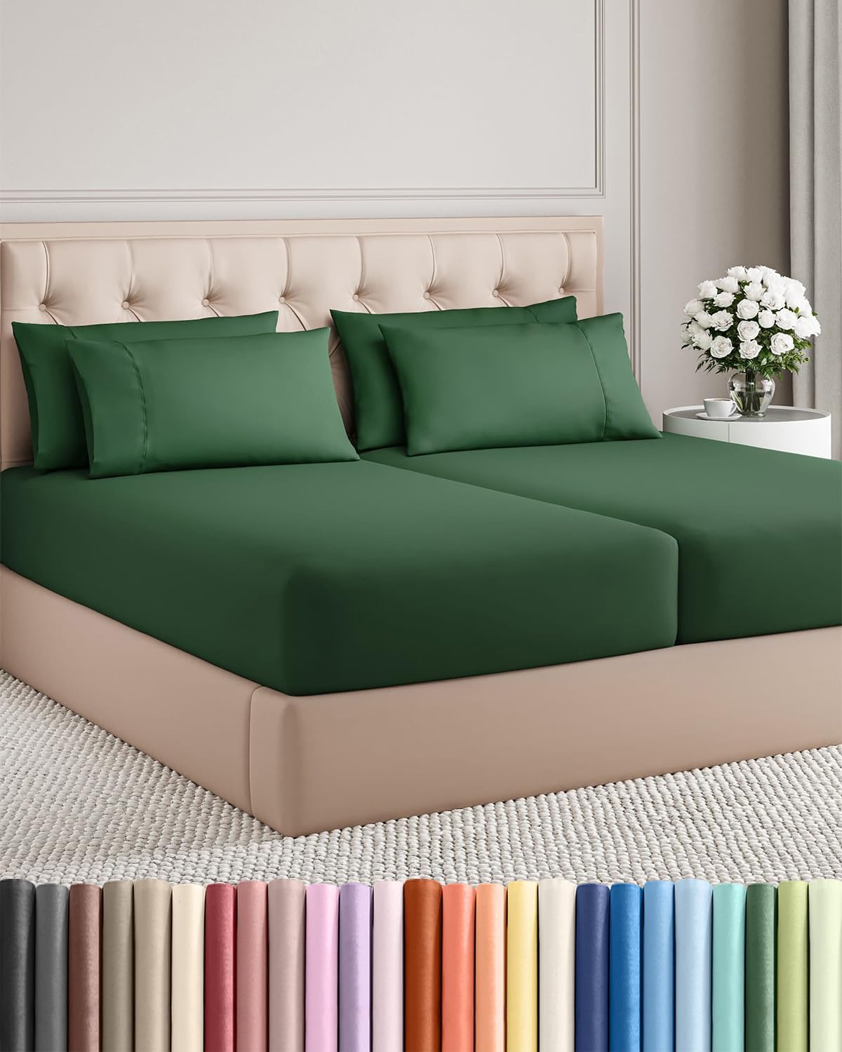 Split King 7 Piece Sheet Set - Comfy, Breathable & Cooling - Soft Hotel Luxury Bedding for Women, Men, Kids, Teens and Children - 1 Flat…