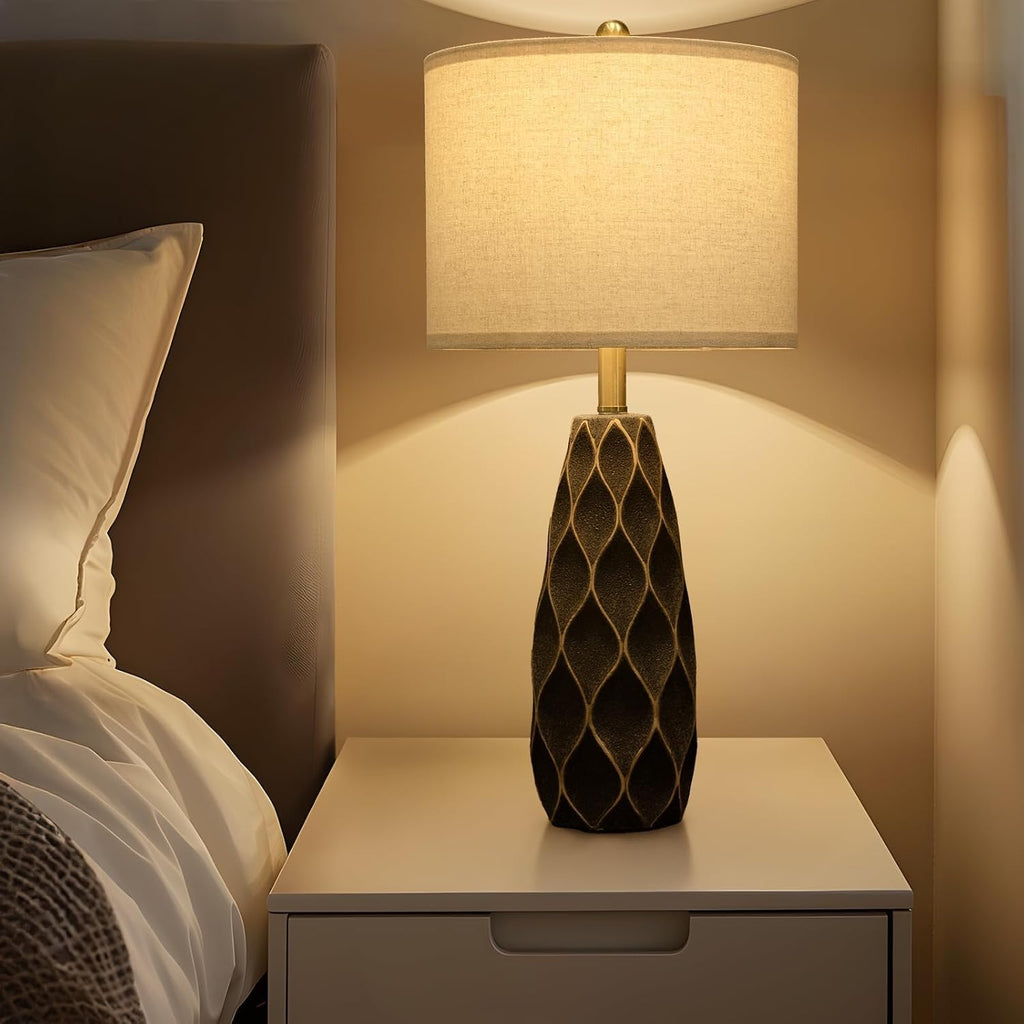 PORTRES 27.5" Ceramic Table Lamps for Bedroom Living Room Lamps Set of 2 Modern Bedside Nightstand Lamp Farmhouse Vintage Rustic Boho…