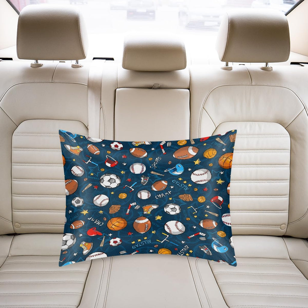 Satin Pillowcase for Hair and Skin Cartoon Baseball Football Sport Soft Silk Pillow Case with Envelope Closure Cooling Pillow Cases Slip…