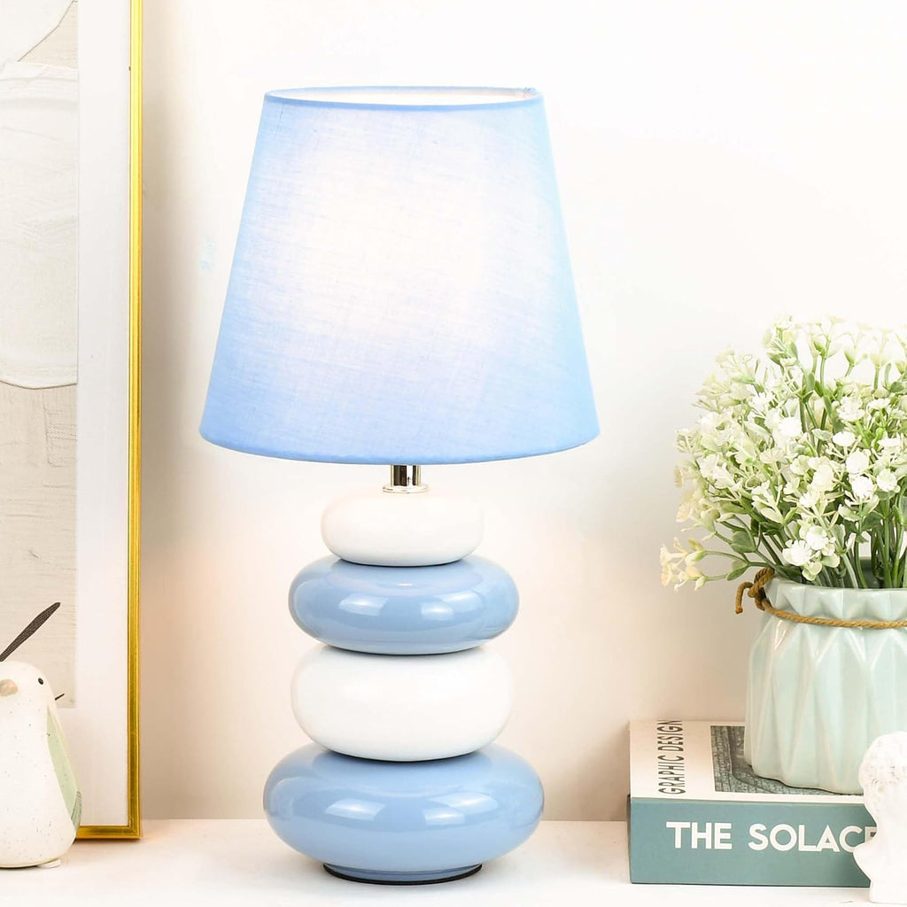 Ange Light Blue Small Table Lamp for Living Room as Bedside Table Lamp for Bedroom, Modern Ceramic Kids Night Table…