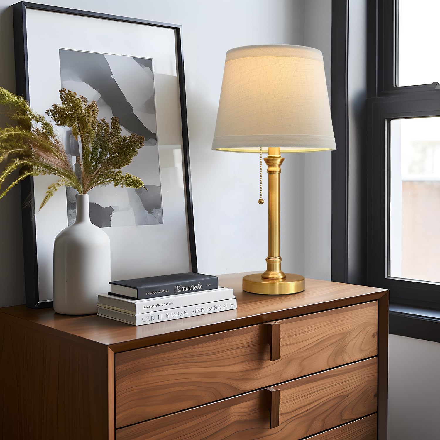 Oneach Modern Gold Brass Table Lamp Set of 2 for Bedroom Living Room 19.5'' Traditional Bedside Desk Nightstand Buffet Candlestick Samll…