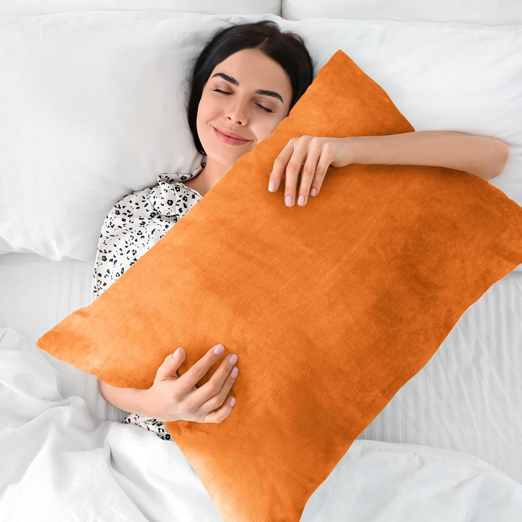 Bedelite Flannel Pillow Cases Queen Size Set of 2, Super Soft Fleece Pillowcases with Zipper for Bedroom, Sofa, Luxury Cozy Fuzzy Velvet Pi…