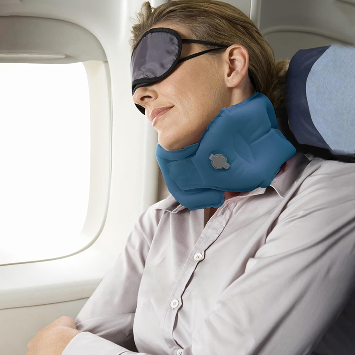 Inflatable Neck Pillow for Traveling on Plane, Inflatable Travel Pillows for Airplanes, Neck Pillow for Long Flight, Blow Up Neck Pillows…