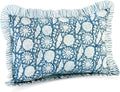 Cottonprintclub CPC Hand Block Print Blue Meadow Ruffle Sham Pillow Cover 20" x 12" inch Hidden Zipper Decorative Pillowcase for Couch, Bed…