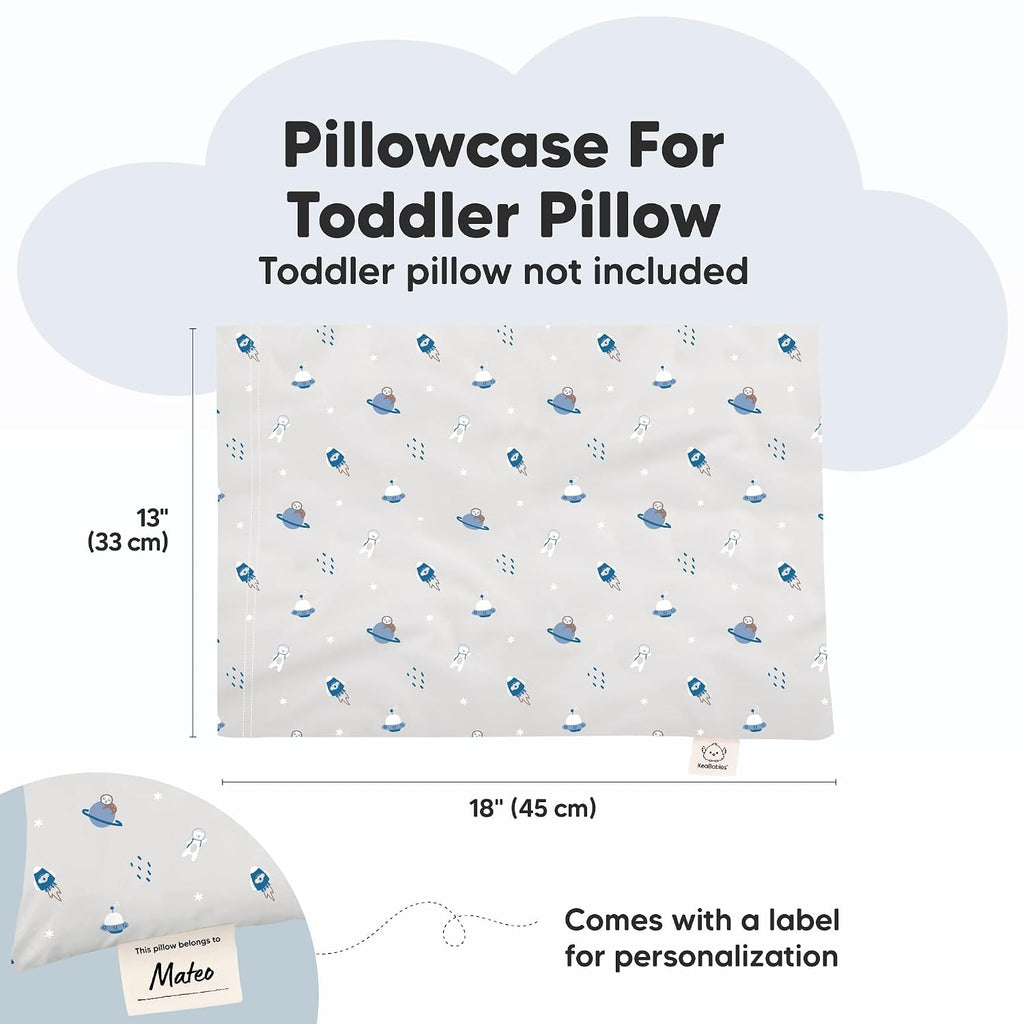 KeaBabies Toddler Pillowcase 13"x18" - Organic Cotton Toddler Pillowcase for Kids, Boys, Girls, Soft & Durable Cotton Cover for Miniature…