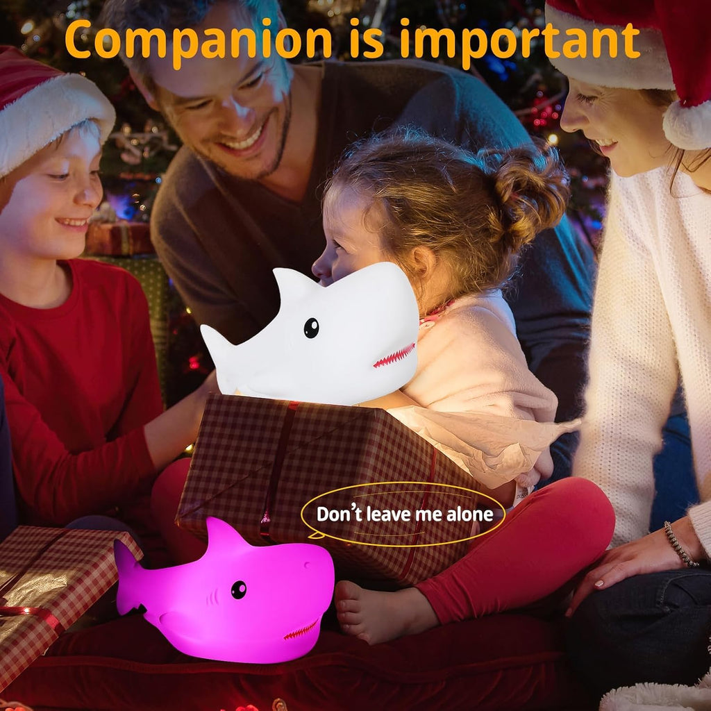 LOVERUIS Shark Night Light for Children, 7 Color Changing LED Portable Touch Baby Lamp, USB Rechargeable Silicone Animal Night Light for…