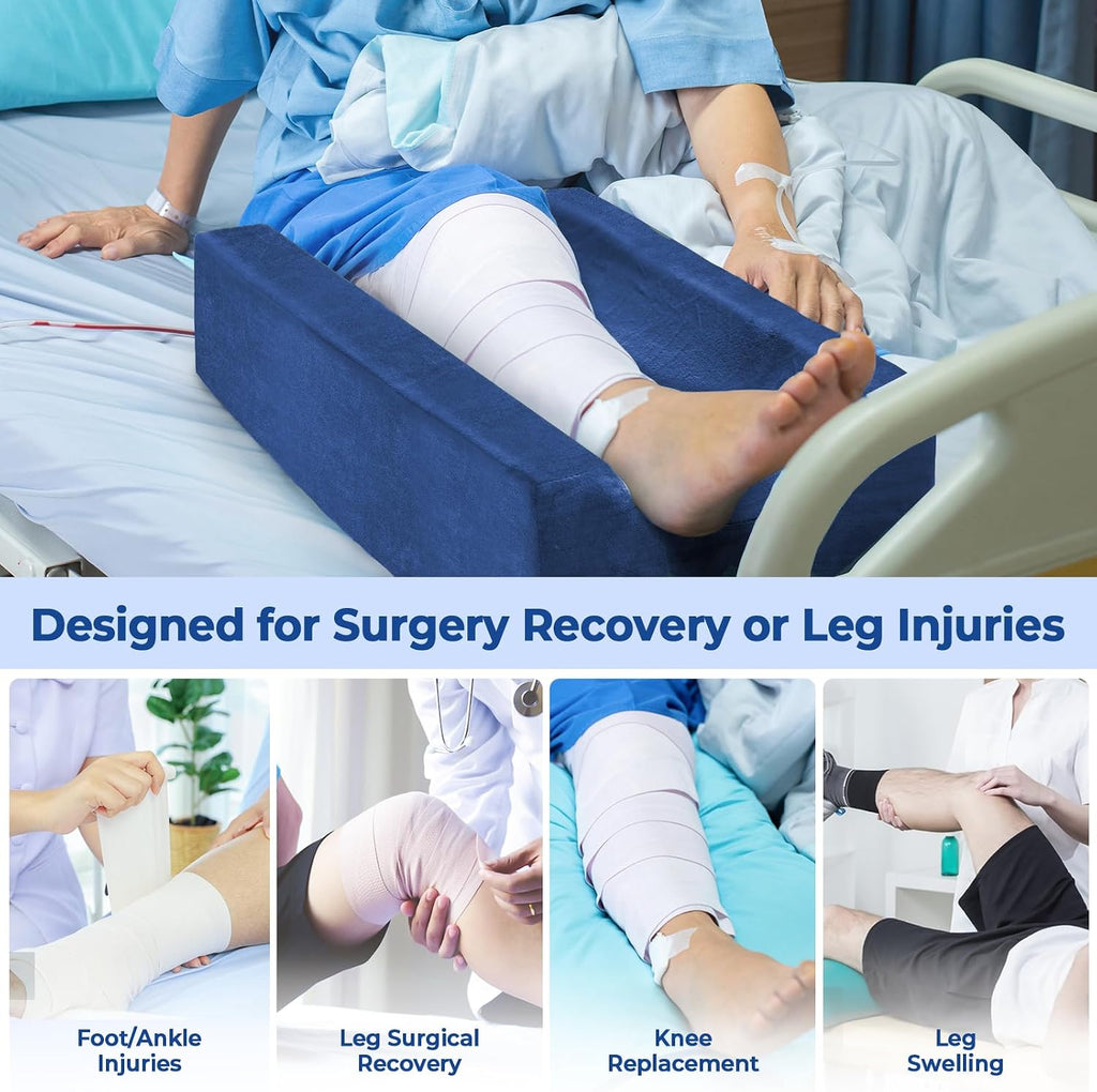 KingPavonini 4-Height Adjustable Leg Elevation Pillows for After Surgery with Ergonomic Curve, Memory Foam Wedge Pillow for Legs Swelling,…