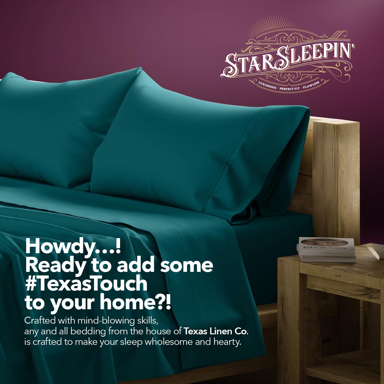 TEXAS LINEN CO. 100% Egyptian Cotton Pillow Cases King Size Set of 2 - Luxury 1200 Series Star Sleepin' Collection Sateen Pillow Covers…