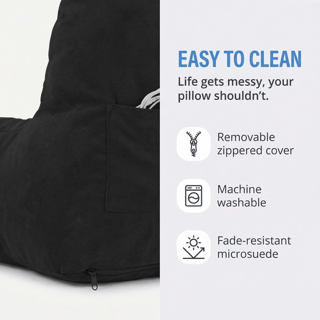 Deluxe Comfort Microsuede Bed Rest - Backrest Pillow with Arms - Bed Rest Pillow - Reading Bedrest Lounger - Sitting Support Pillow - Soft…