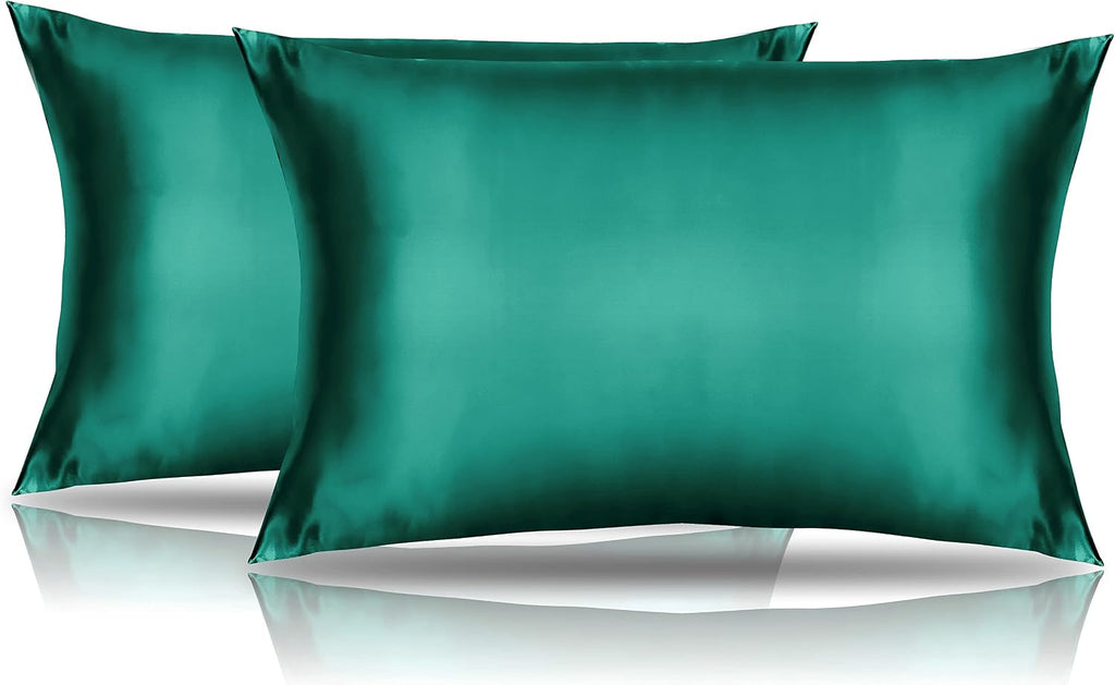 2 Pack Toddler Pillow Cover Dark Green Travel Pillowcase Breathable Silky Soft Baby Pillow Cases 14x20 Kids Satin Pillowcase Envelope Style
