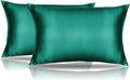 2 Pack Toddler Pillow Cover Dark Green Travel Pillowcase Breathable Silky Soft Baby Pillow Cases 14x20 Kids Satin Pillowcase Envelope Style