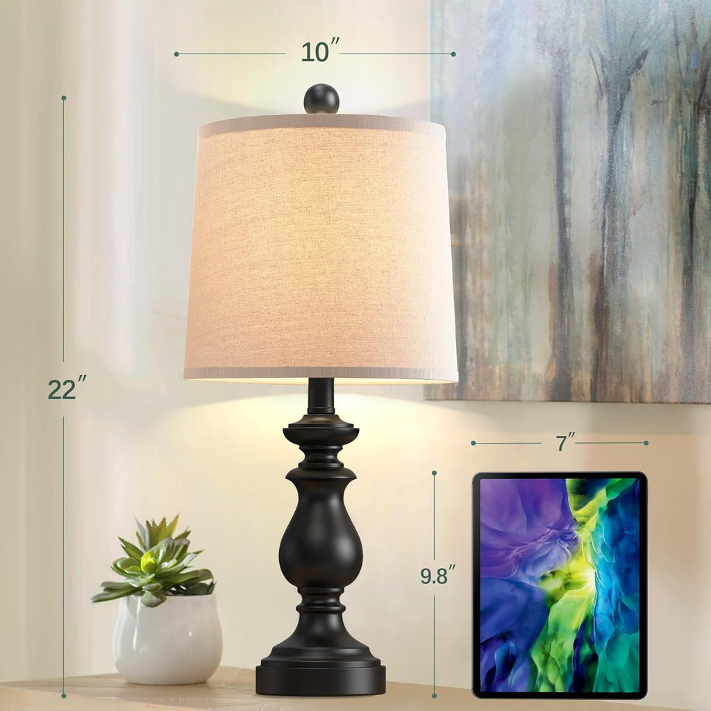 PARTPHONER Traditional Table Lamp Set of 2, Rustic Farmhouse Table Lamps for Living Room Bedroom, 22" Bedside Desk Lamps Vintage…