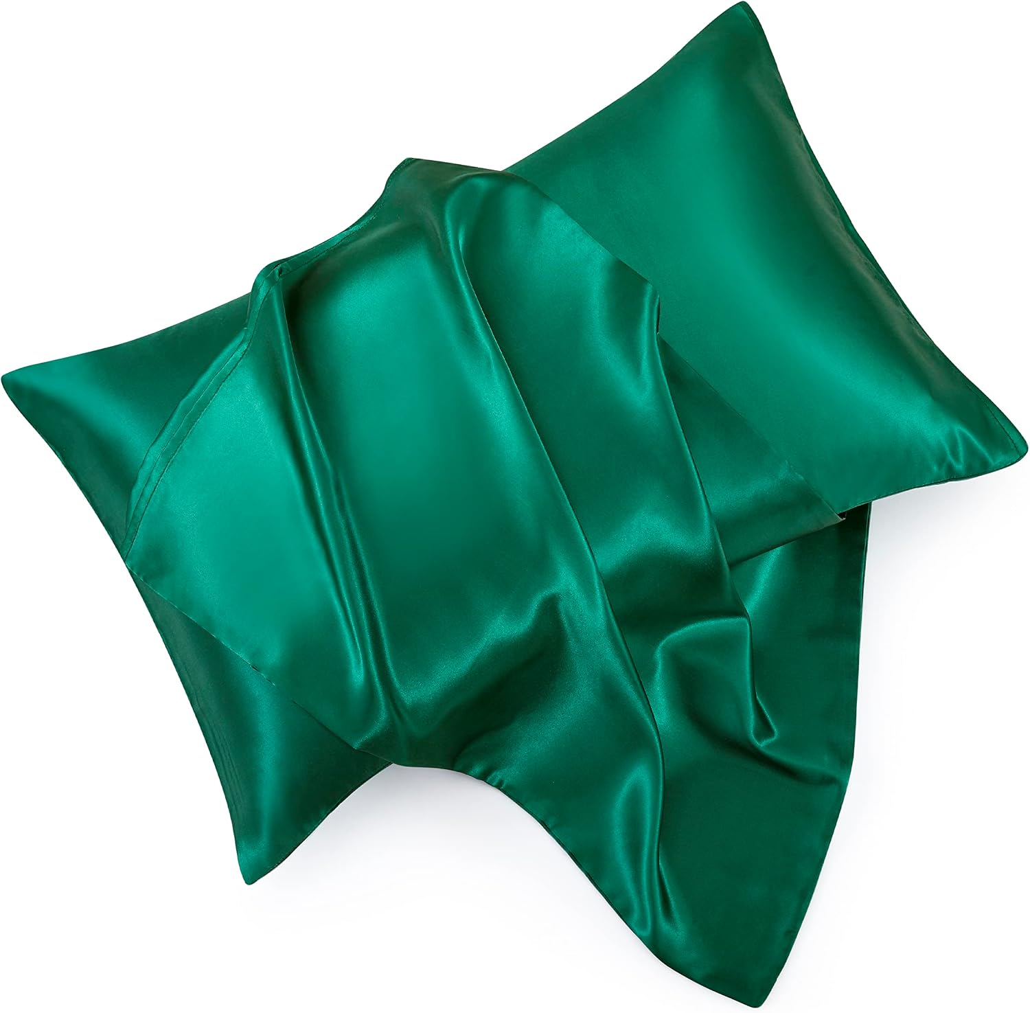 HommxJF Blackish Green Satin Pillowcase Queen Size Set of 2 for Hair and Skin, Blackish Green Silk Pillowcase Breathable Pillowcase with Env…