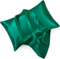 HommxJF Blackish Green Satin Pillowcase Standard Set of 2 with Envelope Closure, Blackish Green Silk Pillowcase for Hair and Skin (20x26) Gr…