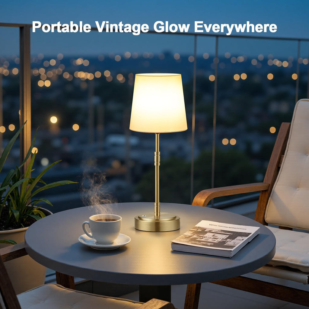 Cordless Table Lamps Set of 2 – Battery Operated Lamp with 7500mAh Rechargeable Battery, Stepless Dimmable Vintage Brass Desk Wireless…