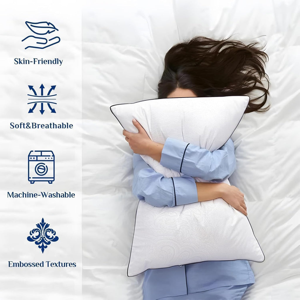 JOLLYVOGUE Pillows Queen Size Set of 2 for Sleeping, Soft and Supportive Bed Pillow with Down Alternative Filling for Side and Back…