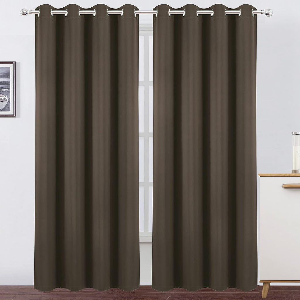 Lemomo Blackout Curtains 66 x 84 inch/Chocolate Brown Curtains Set of 2 Panels/Thermal Insulated Room Darkening Bedroom Curtains 84 inch si…