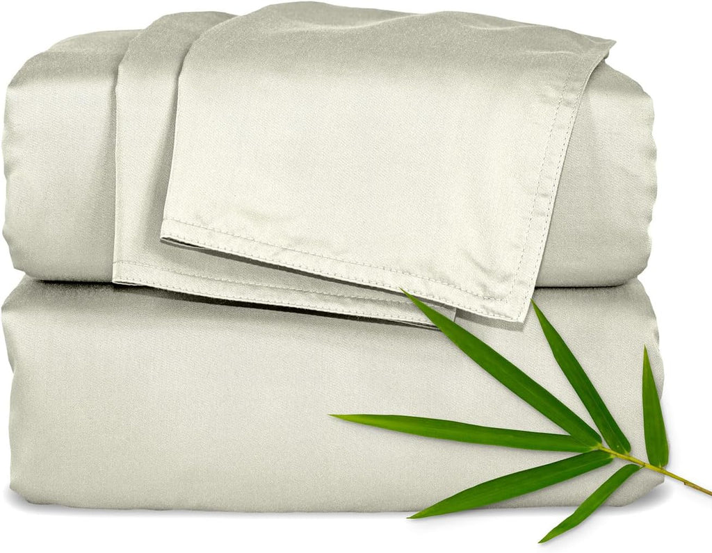 PureBamboo Pure Bamboo Twin Sheets, Genuine 100% Organic Viscose Derived from Bamboo Bed Sheet Set, Luxuriously Soft & Cooling, Double Stit…