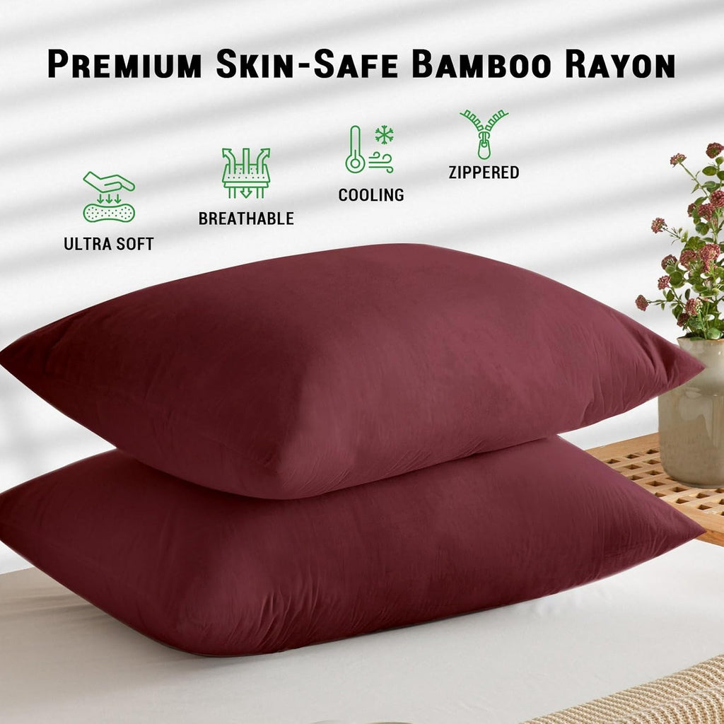 Gogreen Bamboo Rayon Waterproof Pillow Protector, Breathable Pillow Cover, Cooling Pillow Case Protector with Zipper, Super Soft Pillow Cas…
