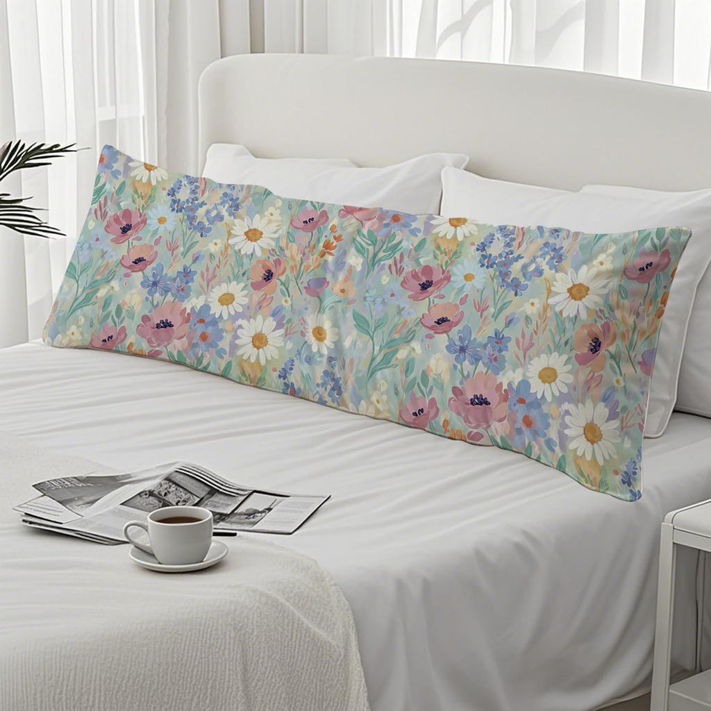 Spring Floral 20x54 Body Pillow Cover, Spring Home Room Decor, Pastel Cottagecore Botanical Wildflower Decorative Long Body Pillow Cases…