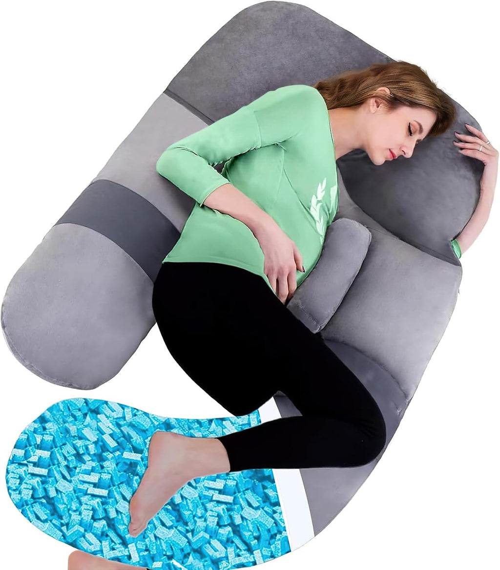 Shredded Memory Foam Body Pillow, Pregnancy Pillows for Sleeping, Maternity Pillow for Pregnant Women, Memory Foam Filling U Shaped Body…