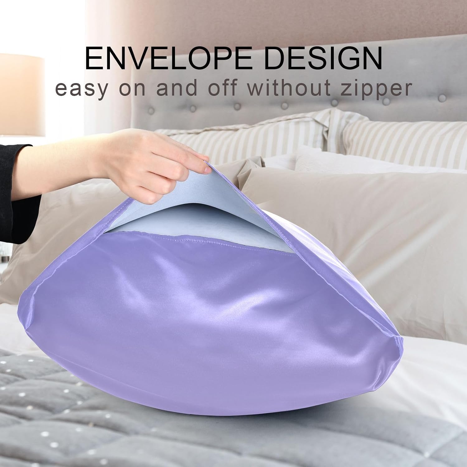 Purple Pink Gradient Color Pillow Covers Silk Pillowcase for Hair and Skin Soft Smooth Cooling Satin Pillowcase Standard Size Pillow Case…