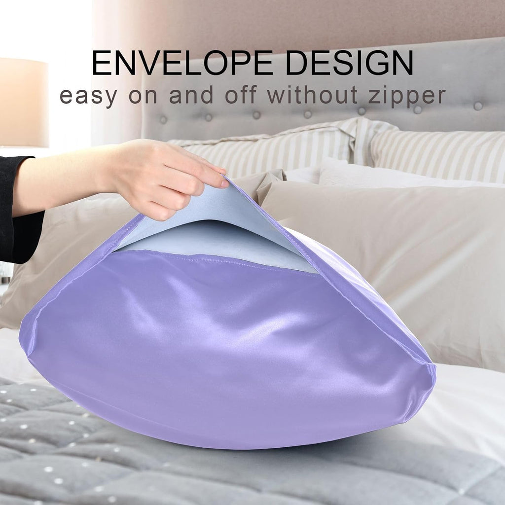 Purple Pink Gradient Color Pillow Covers Silk Pillowcase for Hair and Skin with Envelope Closure Satin Pillowcase King Size Pillow Case…
