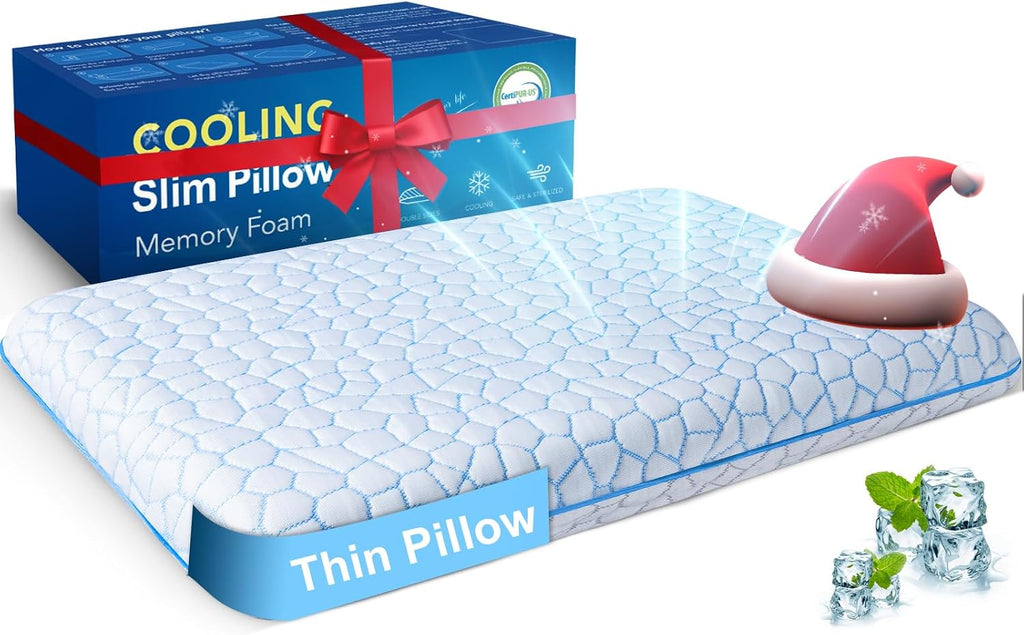 Supamodern Ultra Thin Flat Pillows for Sleeping, Cooling Memory Foam Pillow 2.25 in Height Ultra Thin Pillow, Low Profile Sleeper Pillow…