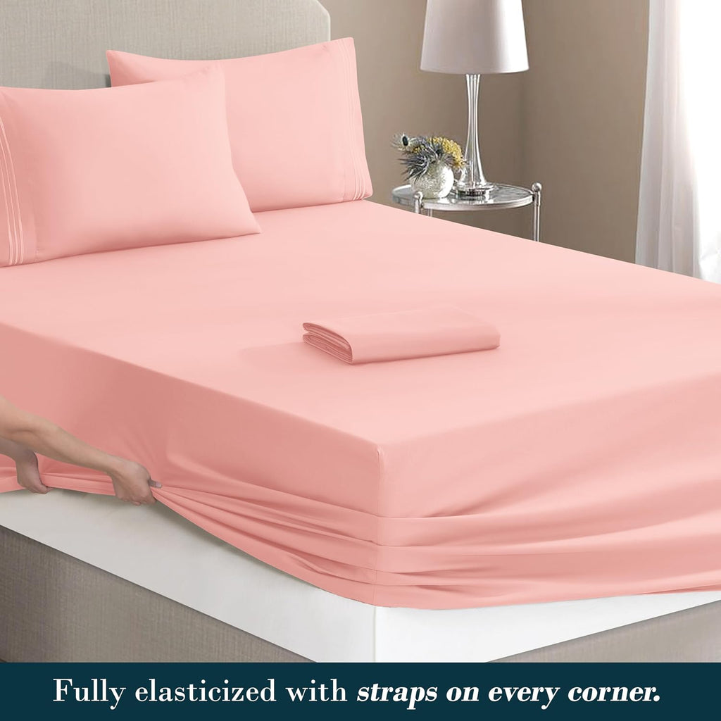 MocassiLuxuryBedding Mocassi Luxury 4-Piece Sheet Set, Ultra Soft 1800 Hotel Quality Microfiber Sheet Set, Fits Mattresses Up to 18 to 24 I…