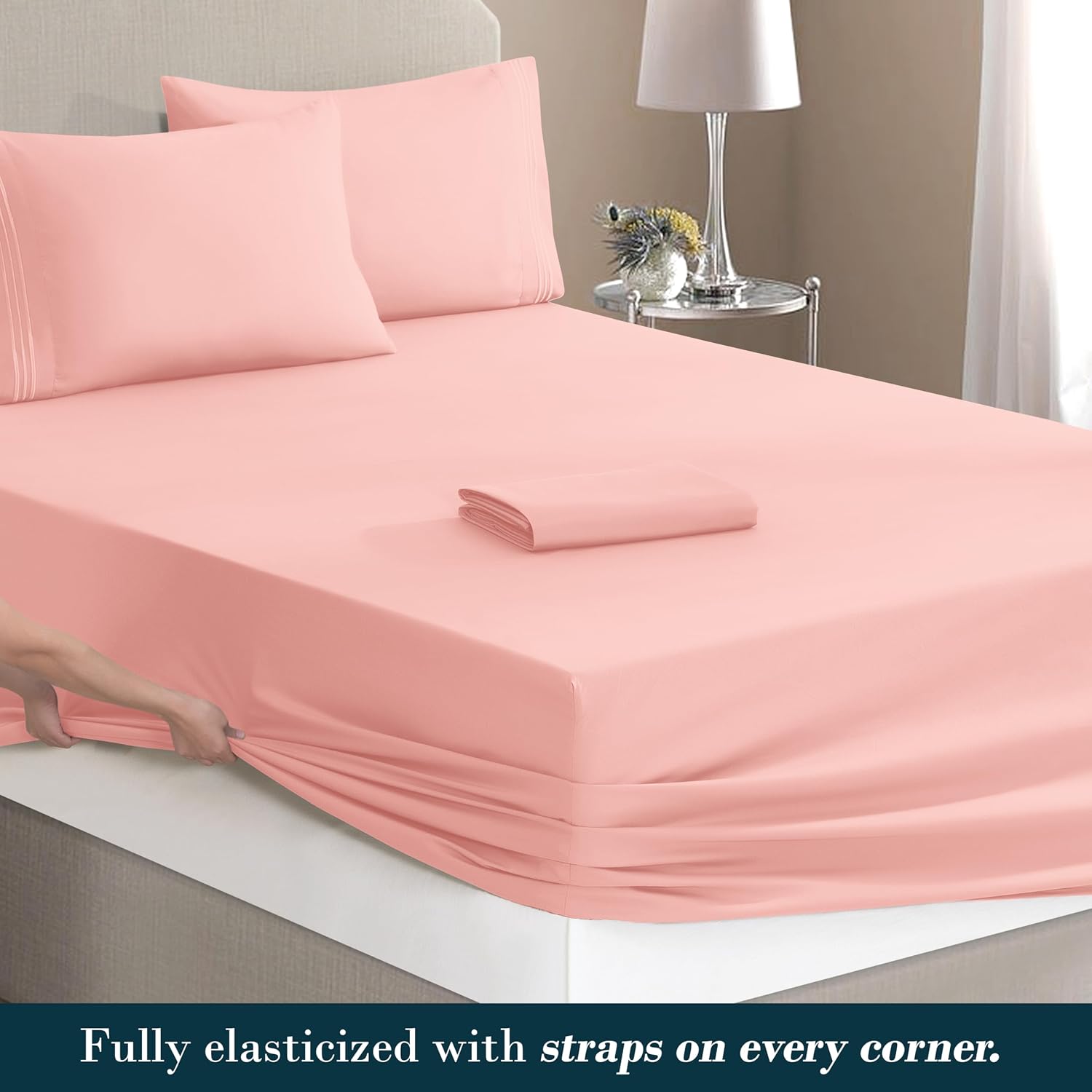 MocassiLuxuryBedding Mocassi Luxury 4-Piece Sheet Set, Ultra Soft 1800 Hotel Quality Microfiber Sheet Set, Fits Mattresses Up to 18 to 24 I…