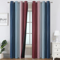 Estelartextiler Estelar Textiler Navy Blue and Burgundy Red Ombre Blackout Curtains 45 Inches Long, Room Darkening Gradient Drapes for Kitc…