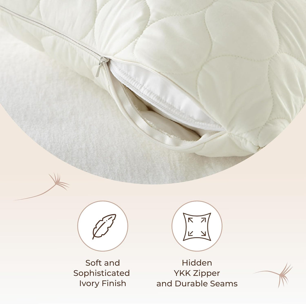 Organic Cotton Pillow Protector - Durable Quilted Pillow Protector Queen Size GOTS & Fairtrade Certified - Thick Hypoallergenic Machine…