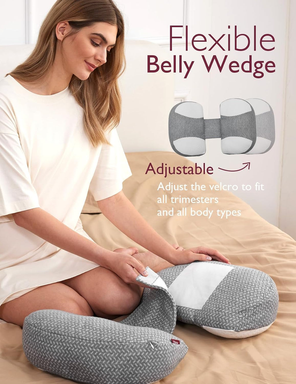 Momcozy Plus W Shaped Pregnancy Pillow for Sleeping - Adjustable Maternity Pillow for Side Sleepers - Portable Wedge Belly Support -Compact…