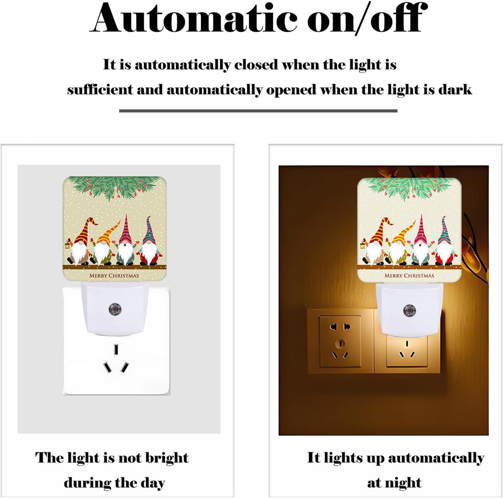 Christmas Gnomes Night Light, Plug-in Nightlights Auto Sensor Night Lamp Dusk to Dawn Lamp Home Decor for Nursery Children Girls Boys