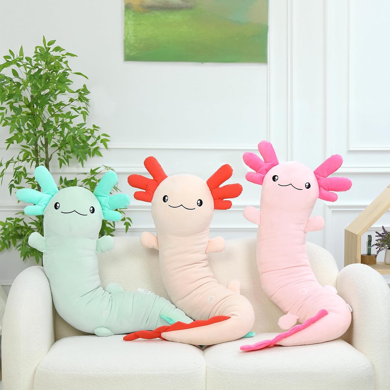 MaoGoLan Giant Axolotl Plush Body Pillow, Big Axolotl Stuffed Animal, XL Salamander Plush Pillow Toy for Kids, Glow in The Dark…
