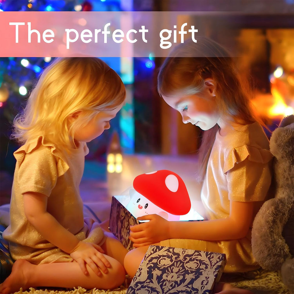 Daixinde Mushroom Night Light Color Changing, 50Hrs Mushroom Lamp, Tap Control 2 Brightness & Timer, Rechargeable Squishy Night Lamp for Ki…