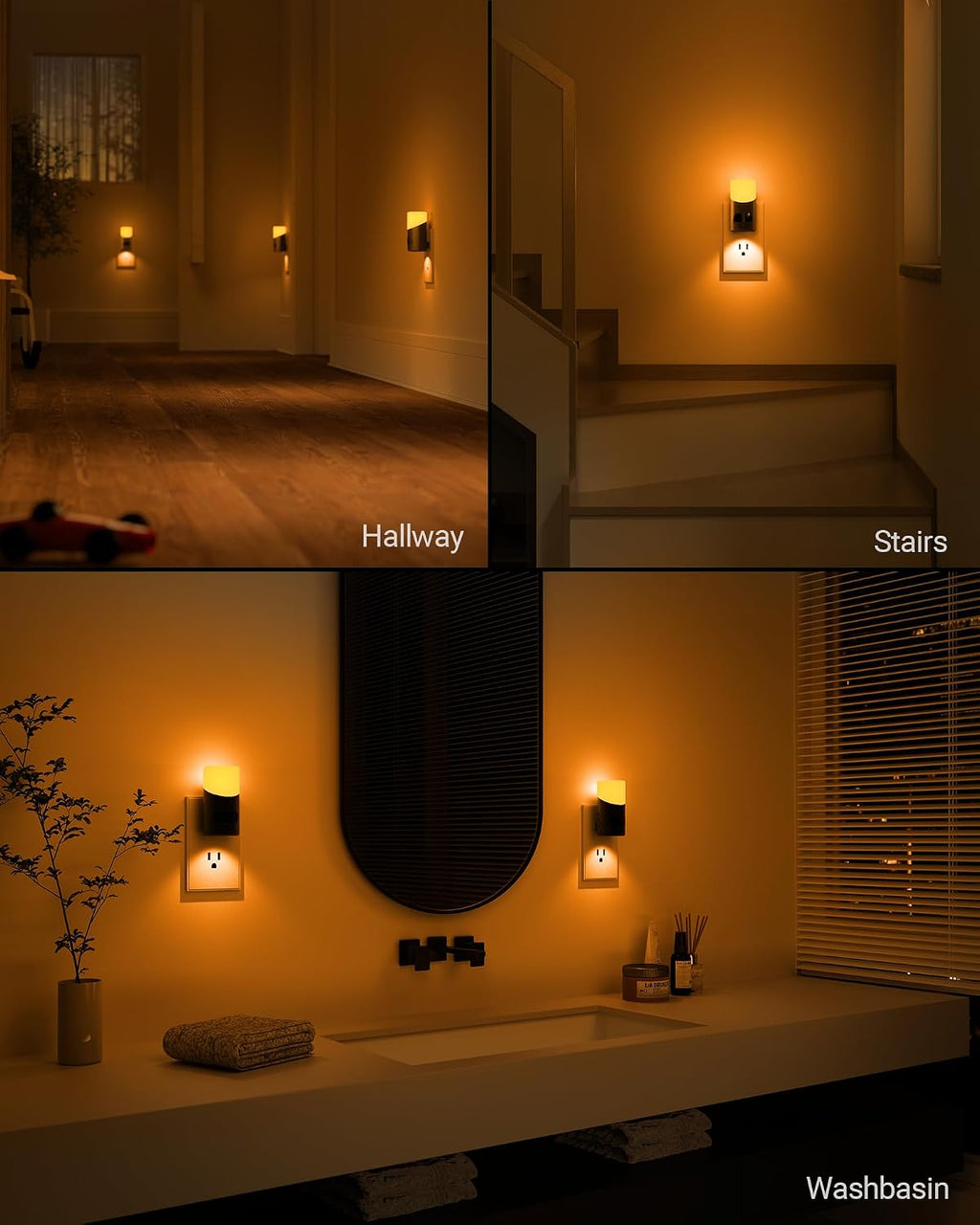 Lyridz Amber Night Light with Motion Sensor, 1-150LM Dimmable Plug-in Nightlight Indoor for Bedroom, Bathroom, Hallway, Stairs, Pet…