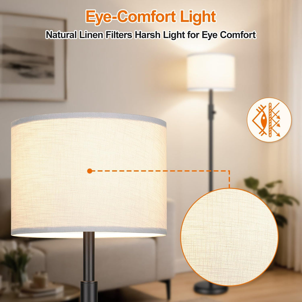Upgraded】 Dimmable Floor Lamp, Modern Floor Lamps Simple Design with White Shade for Living Room, Tall Standing Lamp for Bedroom Office…