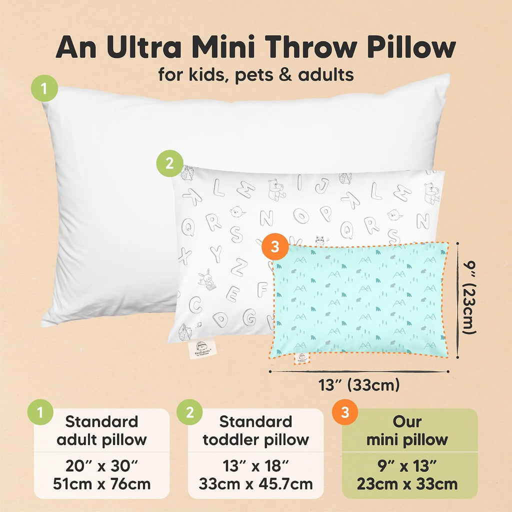 Mini Toddler Pillow with Pillowcase - 9x13 My Little Dreamy Travel Kids Pillow for Sleeping, Toddler Bed, Small, Tiny, Organic Cotton…