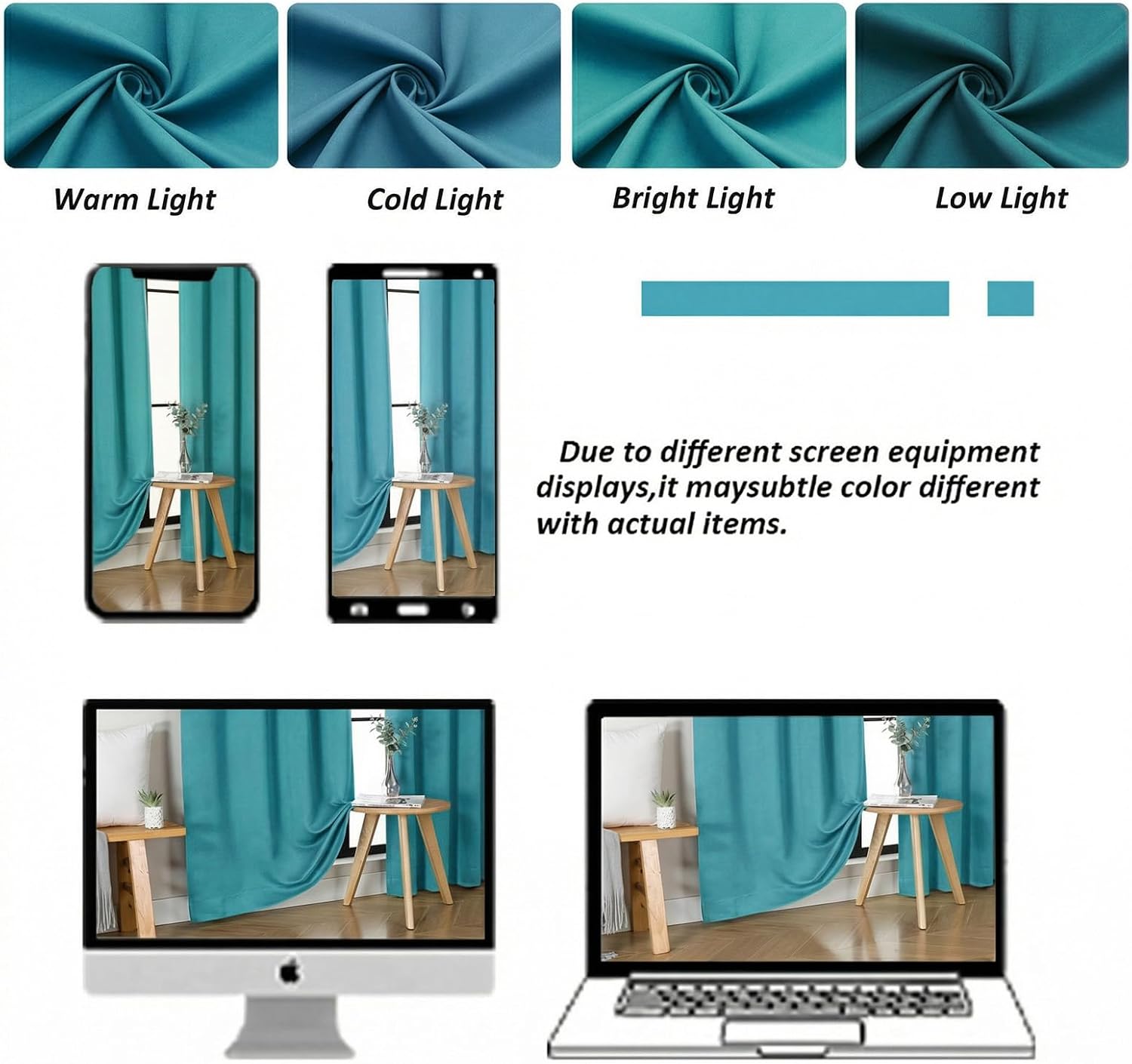 Simplebrand Ava Teal Blackout Curtains for Bedroom 84 Inch Length 2 Panels Set, Solid Thermal Insulated Privacy Nursery Window Treatment Cu…