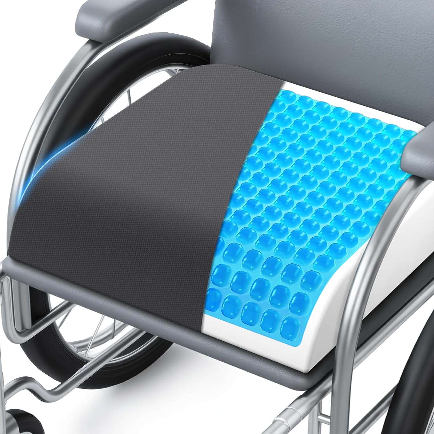 Wheelchair Seat Cushion - Cooling Gel & Memory Foam Office Chair Cushion with Non-Slip Bottom & Washable Cover, Ergonomic Car Seat Pillow…