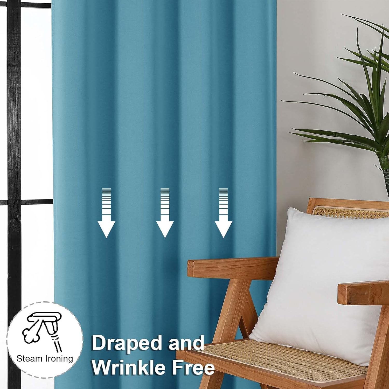 Simplebrand Ava Turquoise Short Blackout Curtains for Bedroom 45 Inches Long 2 Panels Set, Solid Thermal Insulated, Energy Saving Window Tr…
