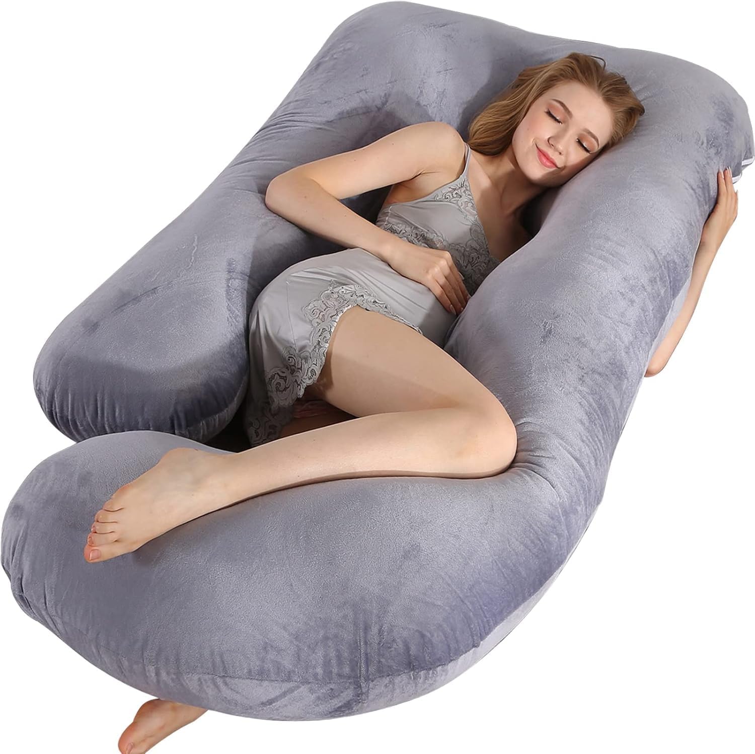 U-Shaped Full Body Pregnancy Pillow for Sleeping – 57" Maternity Pillow with Removable Cover, Support for Back, Legs, Belly & Hips…