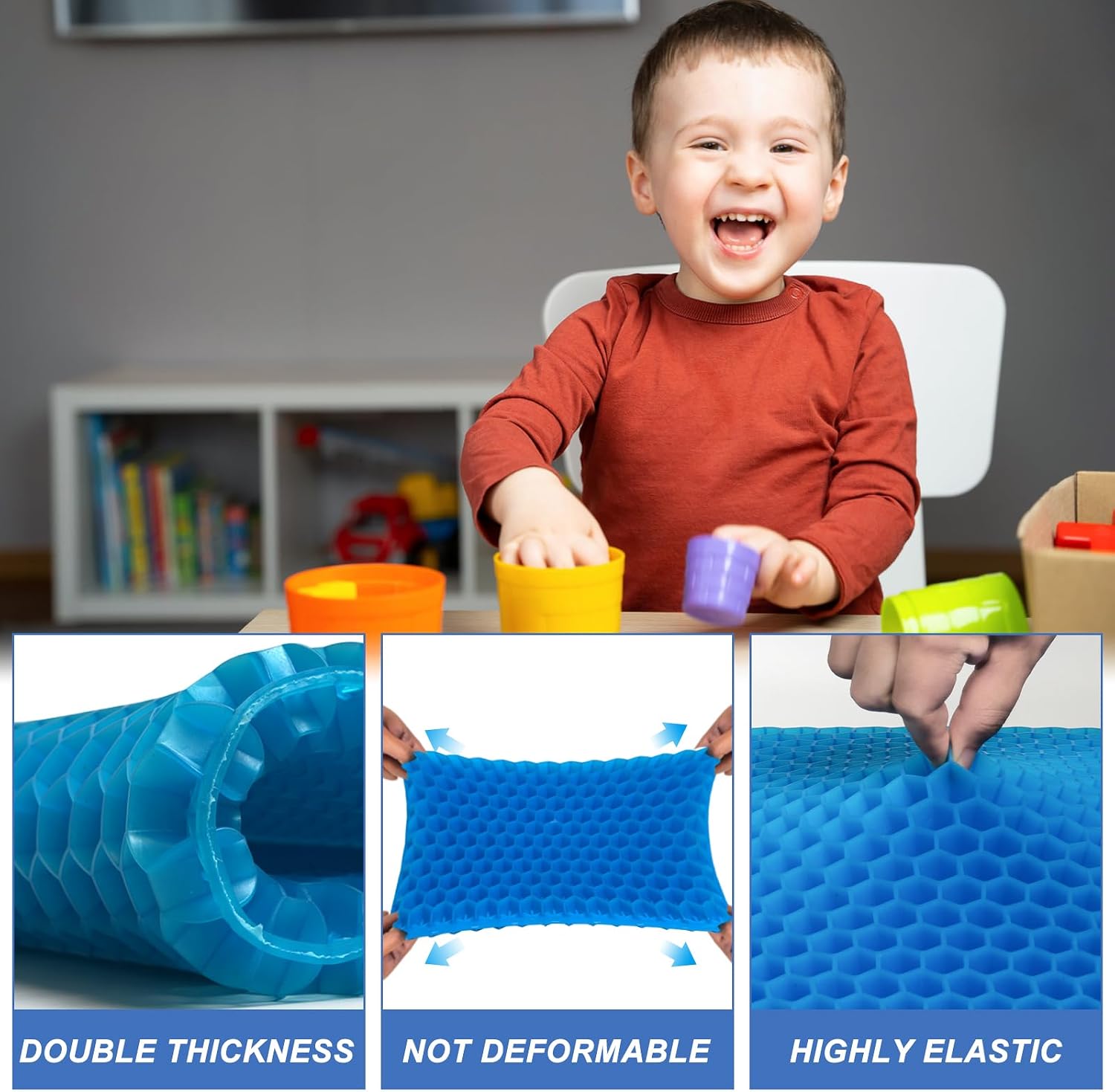 LYUANEC Gel Seat Cushion for Long Sitting - 10" x 7" x 1.4" (Mini) Gel Cushion for Kids, Pressure Relief Cushion for Chair