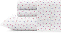Pointehaven Petite Floral Printed Cotton Percale 4 pc Sheet Set, Queen