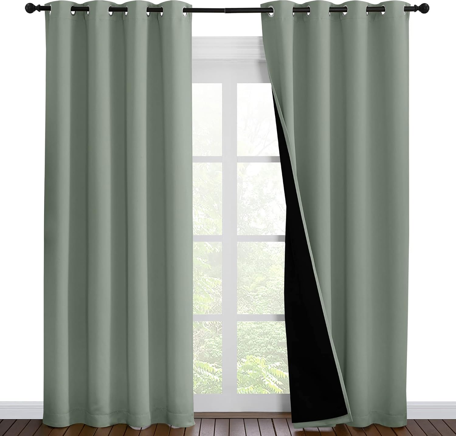 Nicetown 100% Blackout Window Curtain Panels, Cold and Full Light Blocking Drapes with Black Liner for Nursery, 86 inches Drop Thermal Insu…