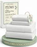 LaneLinen LANE LINEN 100% Organic Cotton California King Sheets Set, 4-Piece Pure Organic Cotton Long Staple Percale Weave Soft Bedding She…