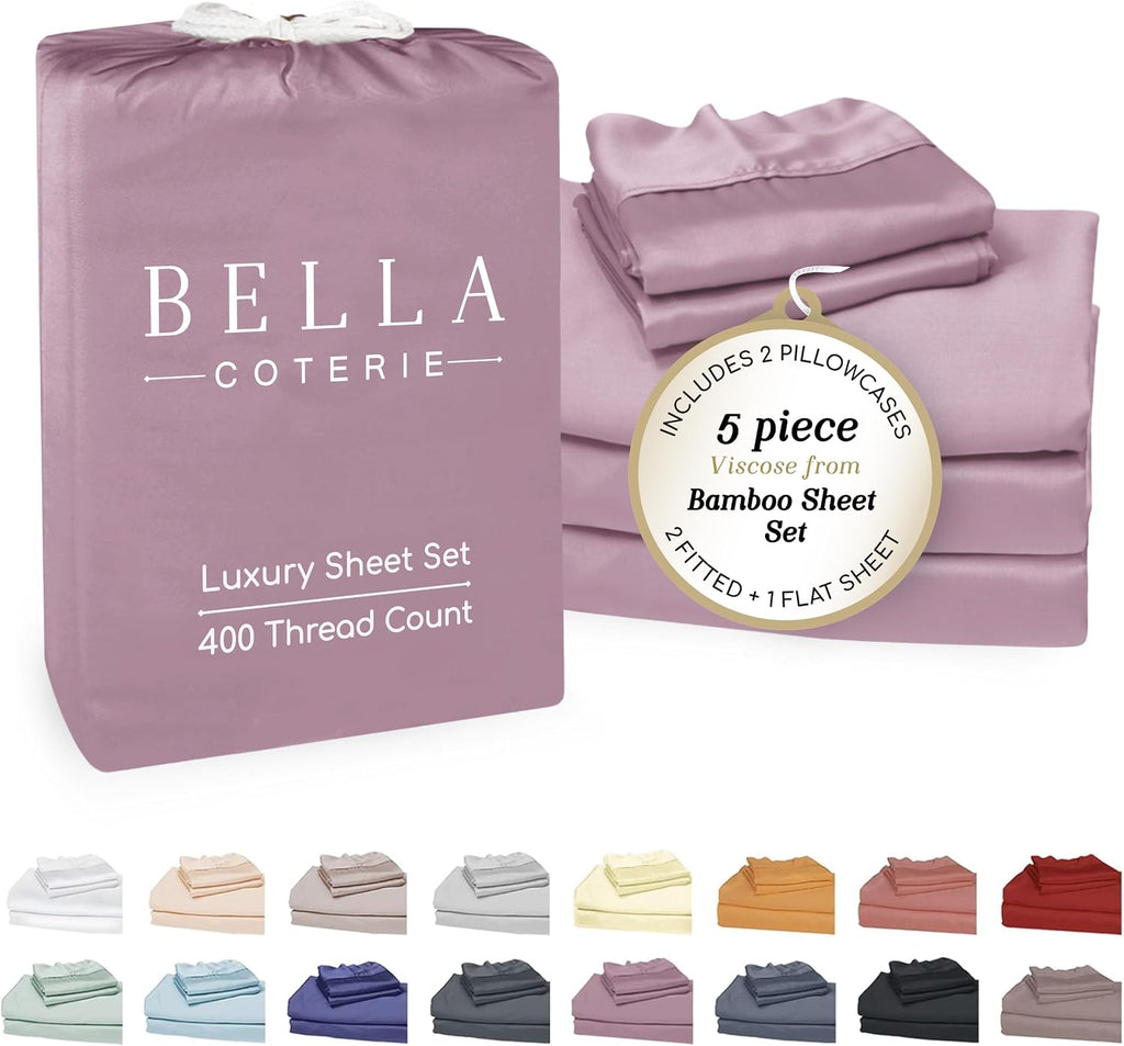 Bella Coterie Luxury Bamboo Viscose Split King Size Sheet Set | 2 Fitted Sheets for Sleep Number & Adjustable Beds | 100% Organically…