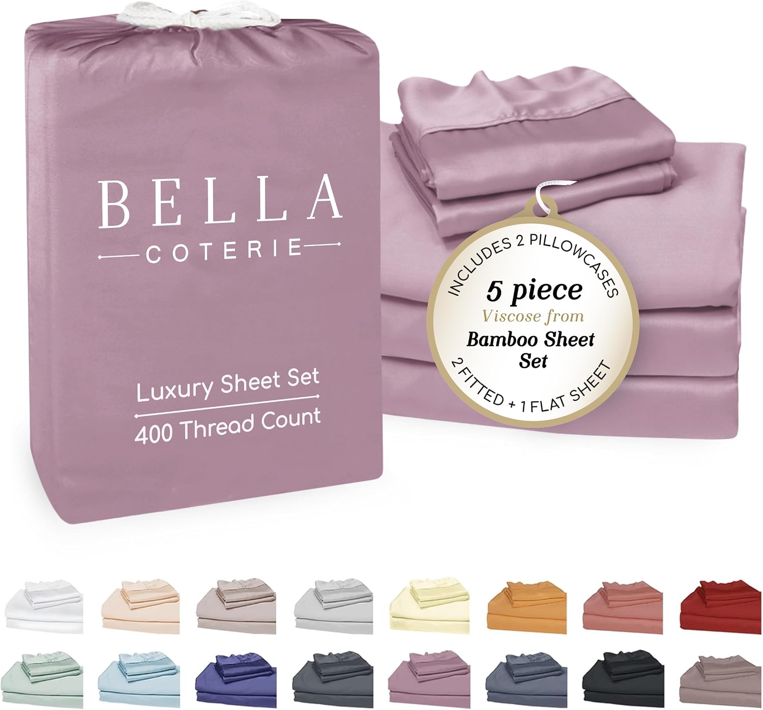 Bella Coterie Luxury Bamboo Viscose Split King Size Sheet Set | 2 Fitted Sheets for Sleep Number & Adjustable Beds | 100% Organically…