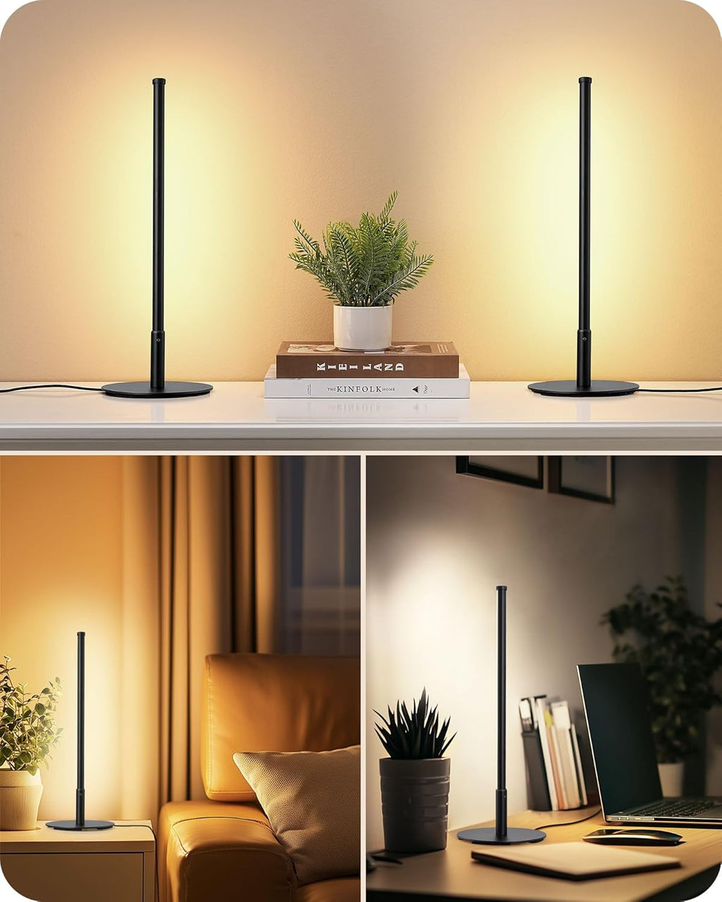 Edishine Upgraded LED Table Lamp, Stepless Dimmable Bedside Lamp with 3 Color Temperature, Modern Nightstand Lamp, Desk Lamp for Bedroom, L…